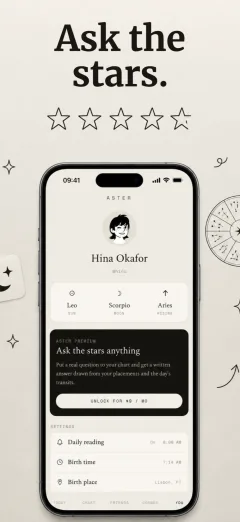 App store screenshot with the headline Ask the stars