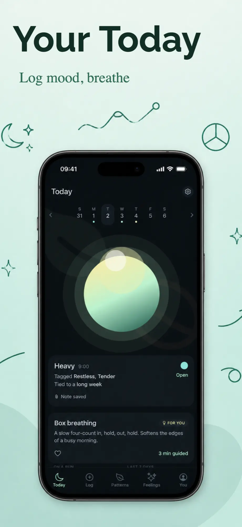 App store screenshot example with the headline Your Today for a mood journaling app